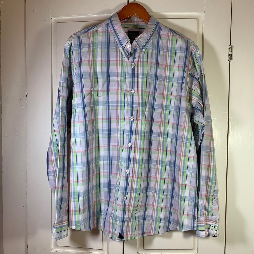 UNTUCKit Men's X‎ Large XL Plaid Button Down Shirt Cotton Preppy Office Church
